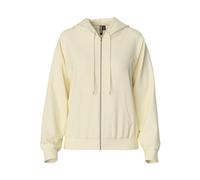 Kapuzensweatshirt PIECES "PCCHILLI LS ZIP HOODIE NOOS BC", Damen, Gr. L (40), weiß (weiß pepper), Sweatware, Obermaterial: 50% Baumwolle, 50% Polyester, unifarben, casual, regular fit normal, ohne Aus
