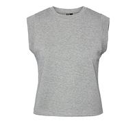 PIECES Damen Pcchilli Summer Sl Noos Bc Top, Light Grey Melange, XS EU