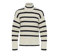 PIECES Damen Pcjune Ls Roll Neck Knit, Birch/Stripes:sky Captain ,S