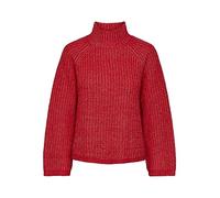 Pieces Damen Pcnell Ls High Neck Knit Noos, Poppy Red, XL