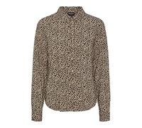 Pieces Damen Pcnova Ls Shirt Noos Bc Bluse, Silver Mink/AOP:Leo,L