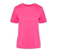PIECES Damen Pcria Ss Fold Up Solid Tee Noos Bc T-Shirt, Shocking Pink, XS