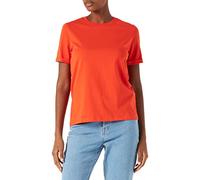 PIECES Damen Pcria Ss Fold Up Solid Tee Noos Bc T-Shirt, Tangerine Tango, XS