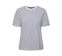 PIECES Damen Pcria Ss Fold Up Tee Stripes Noos Bc, Bright White/Stripes:Maritime Blue,L