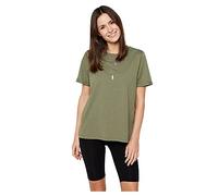 PIECES Damen Pcria Ss Fold Up Tee Stripes Noos Bc, Deep Lichen Green,XL