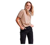 PIECES Damen Pcria Ss Fold Up Tee Stripes Noos Bc, Silver Mink,L