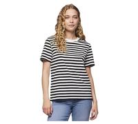 PIECES Damen Pcria Ss Tee Stripes Noos Bc T-Shirt, Black/Stripes:Bright White,XL