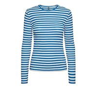 PIECES Damen Pcruka Ls Top Noos, French Blue/Stripes:Cloud Dancer, S