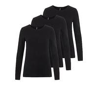 PIECES Damen PCSIRENE LS Tee 3-Pack NOOS CP, Black/3-PACK Black-Black-Black, XS