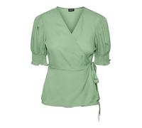 PIECES Damen Pctala 2/4 Wrap Noos Bc Top, Indian Tan/AOP:Leo, S EU