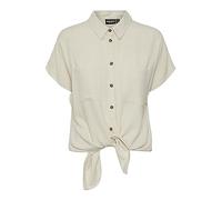 PIECES Damen Pcvinsty Ss Linen Tie Shirt Noos, Birch, M