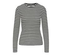 PIECES Damen T-Shirt,Cloud Dancer/Stripes:Black,S