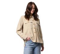 Hemdbluse PIECES "PCEFFI LS SHIRT WVN NOOS", Damen, Gr. M, weiß pepper, Cord, Obermaterial: 92% Polyester, 8% Nylon, unifarben, loose fit Po-bedeckend, Blusen Hemdbluse, Materialmix, loose fit (356636