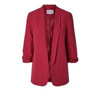 Blusenblazer PIECES "PCBOSELLA 3/4 BLAZER NOOS", Damen, Gr. M, garnet, Web, Obermaterial: 79% Polyester, 16% Viskose, 5% Elasthan, unifarben, slim fit hüftbedeckend, Blazer Blusenblazer, Materialmix, 