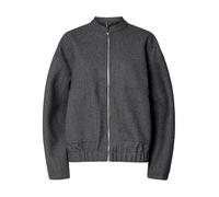 Blouson PIECES "PCDEBBIE LS BOMBER JACKET NOOS", Damen, Gr. M, grau (dunkelgrau melange), Web, Obermaterial: 100% Polyester, unifarben, meliert, modisch, regular fit normal, Langarm, Jacken (32011252-