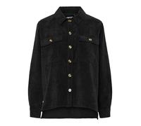 Hemdbluse PIECES "PCEFFI LS SHIRT WVN NOOS", Damen, Gr. S (36), schwarz, Cord, Obermaterial: 92% Polyester, 8% Nylon, unifarben, modisch, loose fit Po-bedeckend, Langarm, Blusen (98410653-S) schwarz