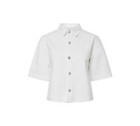 Pieces Jeansbluse SKY - Damen, A-Silhouette, Loose Fit, reine Baumwolle, Weiß, Größe S