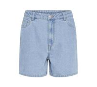 Jeansshorts PIECES "PCABBI MW SHORTS NOOS", Damen, Gr. XS (34), N-Gr, blau (light blau denim), Denim/Jeans, Obermaterial: 87% Baumwolle, 8% Viskose, 5% Polyester, unifarben, modisch, Jeans (54140538-X