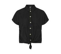 Pieces Regular Fit Hemdbluse aus Viskose-Leinen-Mix Modell 'PIA' in Black, Größe S