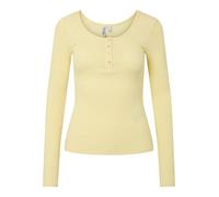 Pieces Slim Fit Langarmshirt aus Baumwoll-Mix Modell 'KITTE' in Hellgelb, Größe S