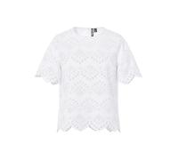 Pieces Shirttop PCVILDE SS TOP WVN NOOS – 100% Baumwolle, Lochstickerei – Gr. M, Hellweiß