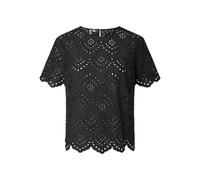 Pieces Shirttop PCVILDE SS TOP WVN NOOS Damen Schwarz L – 100% Baumwolle, Lochstickerei