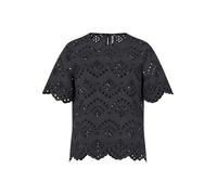 Shirttop PIECES "PCVILDE SS TOP WVN NOOS", Gr. L, schwarz, Obermaterial: 100% Baumwolle, unifarben, regular fit normal, Rundhals, Tops Shirttop, mit Allover-Lochstickerei (44392652-L)