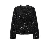 PIECES Female Oberteil mit Langen Ärmeln PCKAM Pailletten Schleifen, Black/Detail:black Sequins ,M