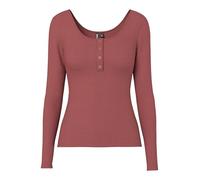 Pieces Langarmshirt Kitte – Slim Fit, 95% Baumwolle/5% Elasthan, Rundhals – Beige L