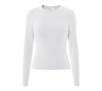 PIECES Slim Fit Langarmshirt mit Rundhalsausschnitt Modell 'LULA' in Weiss, Größe S