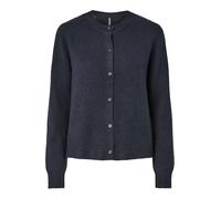 Strickjacke PIECES "PCMALOU LS KNIT CARDIGAN NOOS BC", Damen, Gr. L, blau (sky captain detail:melange), Strick, Obermaterial: 65% Polyester, 17% Polyacryl, 10% Nylon, 5% Wolle, 3% Elasthan, meliert, s