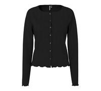 Strickjacke PIECES "PCMARIE LS POIN CARDIGAN JRS NOOS BC", Damen, Gr. XS, schwarz, Jersey, Obermaterial: 100% Baumwolle, unifarben, regular fit taillenlang, Rundhals, gewellter Abschluss, Strickjacken