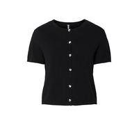 Strickjacke PIECES "PCORINA SS O-NECK KNIT CARDIGAN PW BC", Damen, Gr. S, schwarz, Strick, Obermaterial: 52% Viskose, 28% Polyester, 20% Nylon, unifarben, loose fit kurz, Rundhals, Strickjacken (11300