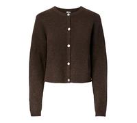 Strickjacke PIECES "PCSILLY LS O-NECK KNIT CARDIGAN NOOS BC", Damen, Gr. L, hot fudge detail:melange, Strick, Obermaterial: 90% Polyester, 5% Wolle, 5% Elasthan, meliert, regular fit normal, Rundhals,