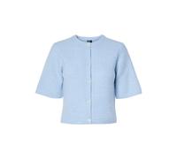 Pieces Strickjacke Silly Kurzarm Rundhals mit Woll-Anteil Cashmere Blue/Melange M