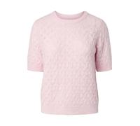 Strickpullover PIECES "PCLELOU SS O-NECK KNIT NOOS BC", Damen, Gr. M, roseate spoonbill detail:melange, Strick, Obermaterial: 65% Polyester, 17% Polyacryl, 10% Nylon, 5% Wolle, 3% Elasthan, meliert, r