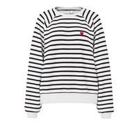 Pieces Sweatshirt PCGRETA LS EMB UB SWEAT FC Damen gestreift Herz-Stickerei Cloud Dancer/Schwarz XL