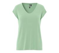 Kurzarmshirt PIECES "PCKAMALA TEE NOOS BC", Damen, Gr. XS, sprucestone, Single Jersey, Obermaterial: 73% Modal, 27% Polyester, unifarben, regular fit normal, V-Ausschnitt, Shirts, Materialmix, regular