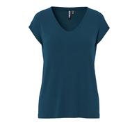 Kurzarmshirt PIECES "PCKAMALA TEE NOOS BC", Damen, Gr. XS, grün (reflecting pond), Single Jersey, Obermaterial: 73% Modal, 27% Polyester, unifarben, casual, Basic normal, V-Ausschnitt, Kurzarm, Shirts