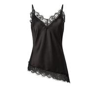 PIECES Slim Fit Trägertop mit Spitzenbesatz Modell 'JESSA' in Black, Größe XL