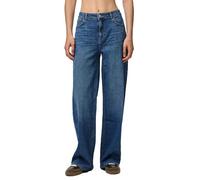 Weite Jeans PIECES "PCSILKE MW WIDE JEANS MB NOOS BC", Damen, Gr. 25, Länge 30, blau (medium blau denim), Denim/Jeans, Obermaterial: 99% Baumwolle, 1% Elasthan, Abriebeffekte, unifarben, relaxed fit,