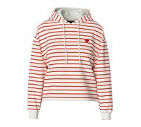 Pieces Chilli Stripes Kapuzenpullover S Cloud Dancer / Tangerine Tango / Heart Emb