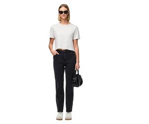PIECES Kesia Mom-Fit Jeans in Schwarz mit Knöchellänge XS Tapered