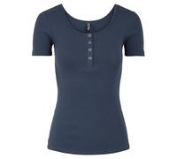 Pieces T-Shirt PCKITTE Slim Fit Kurzarm Baumwoll-Mix Dunkelblau Gr. L