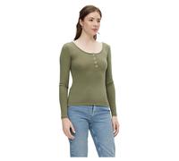 Pieces Serafino-Shirt mit Stretch-Anteil Modell 'Kitte' in Olivgrün, Größe L