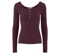 Langarmshirt PIECES "PCKITTE LS TOP NOOS BC", Damen, Gr. M, lila (winetasting), Single Jersey, Obermaterial: 95% Baumwolle, 5% Elasthan, unifarben, slim fit normal, Rundhals, Shirts Langarmshirt, Baum