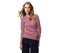 Langarmshirt PIECES "PCLAYA LS TOP JRS NOOS", Damen, Gr. M, rot (goji berry stripes:pink tulle), Jersey, Obermaterial: 65% Polyester, 30% Viskose, 5% Elasthan, gestreift, regular fit normal, Rundhals,