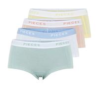 Pieces Hipster PCLOGO Lady 4er-Pack Damen – Jersey 95% Baumwolle/5% Elasthan – Gr.S, Jadeite-Detail