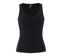 V-Shirt PIECES "PCMALIVA SL V-NECK TOP JRS NOOS BC", Damen, Gr. S, schwarz, Jersey, Obermaterial: 90% Viskose, 10% Elasthan, unifarben, eng normal, V-Ausschnitt, Shirts, mit Raffung im Brustbereich (3