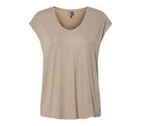 Kurzarmshirt PIECES "PCALICE SS GLITTER TEE JRS NOOS BC", Damen, Gr. M, greige detail:glitter silber, Jersey, Obermaterial: 95% Viskose, 5% Elasthan, glänzend, unifarben, regular fit normal, tiefer Ru